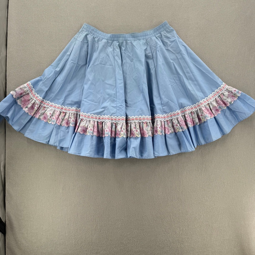 Vintage Square Dance Outfit Western Prairie Full Circle Skirt Ruffle Blouse XL - Picture 9 of 12